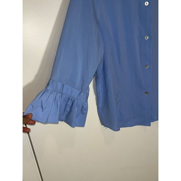 gretchen scott priss chiffon blouse french blue Women size L Large - Picture 3 of 8